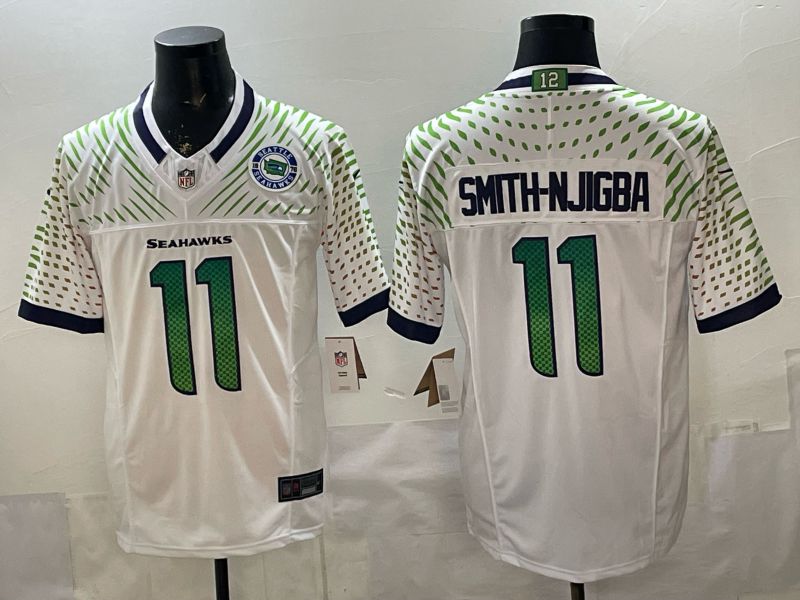Men Seattle Seahawks #11 Smith-Njigba White 5th generations 2026 Nike Limited NFL Jersey style 002